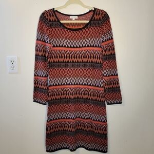 Monsoon: Women's Small Diamond print Long sleeve Knee length Sweater dress